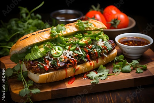 The delicious fusion of French and Vietnamese tastes in banh mi - a sandwich made from short baguette with meat and vegetables