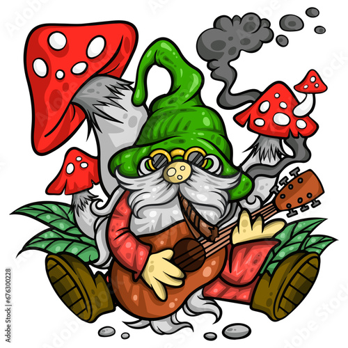 Gnome images, cute, bright colors On the white background Is a cute cartoon vector image