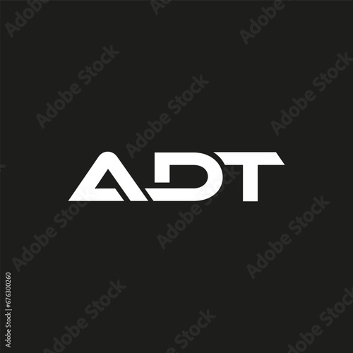 A D T Letter Logo Design with Creative Trendy Typography and White Color