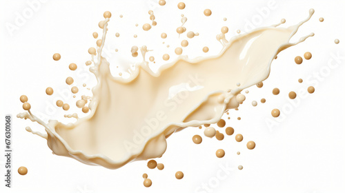 Soy Bean Milk splash Soy Beans with isolated on white background