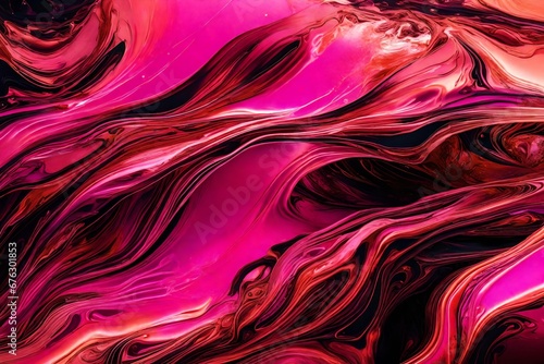 Liquid copper and neon pink merging into an abstract liquid fantasy.