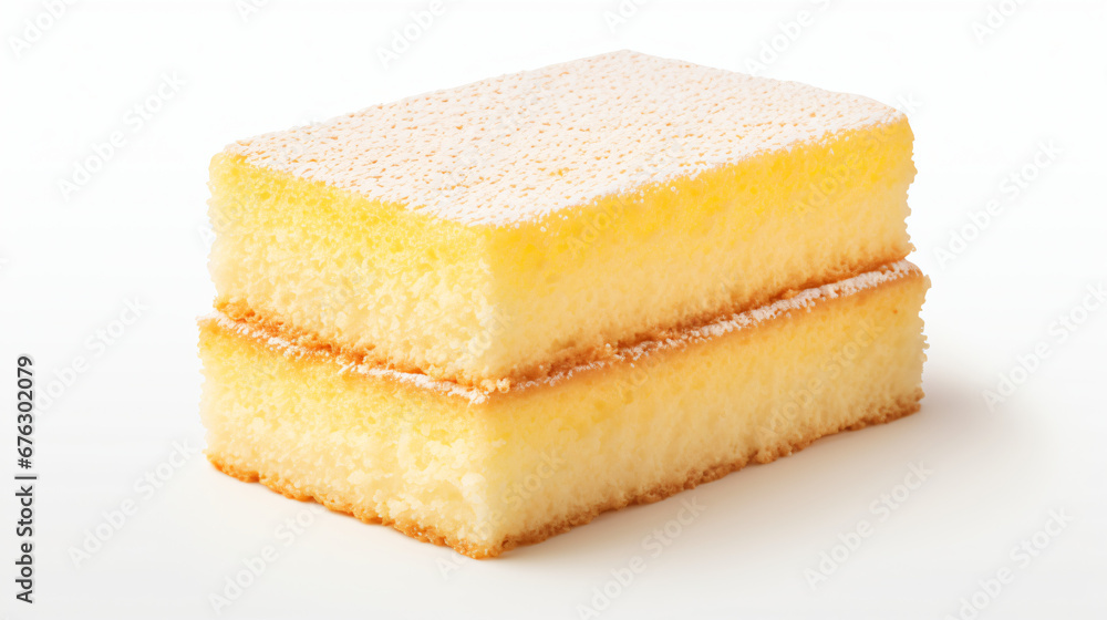 Sponge cake isolated on white background