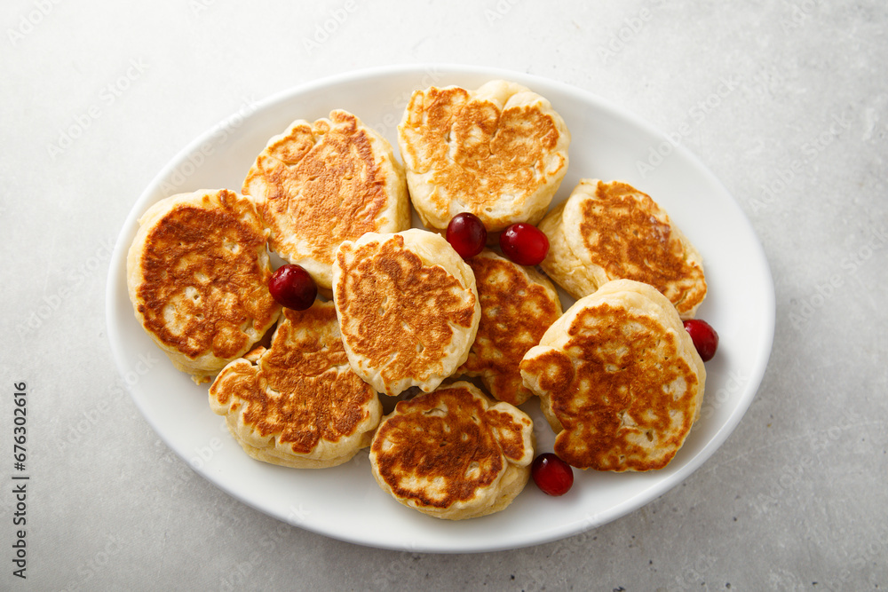Homemade pancakes with cranberry Homemade pancakes with cranberry
