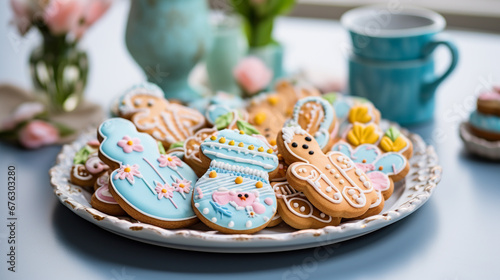 Easter sugar cookies decorated with royal icing photo