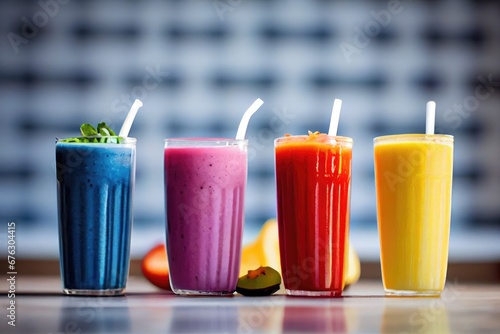 Delicious smoothie garnished in glasses. Generative Ai