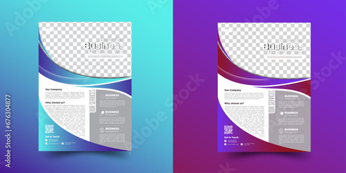 Set of editable flyer template in 2 color ways  .