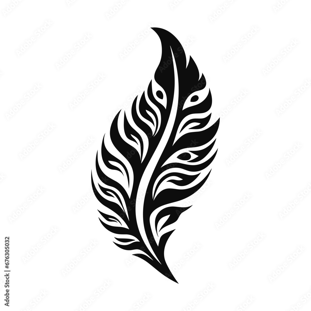 Minimalist abstract leaf with ornament. Minimalist abstract leaf with ornament.