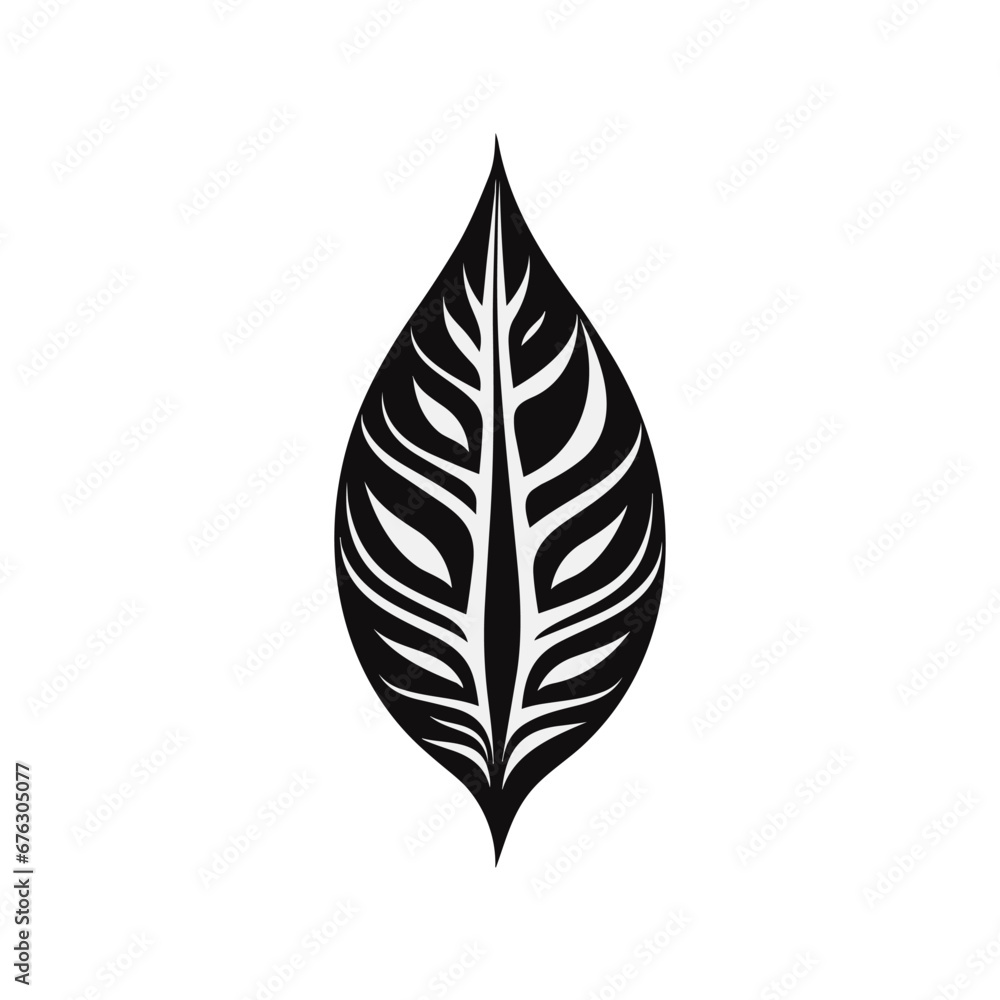 Minimalist abstract leaf with ornament. Minimalist abstract leaf with ornament.