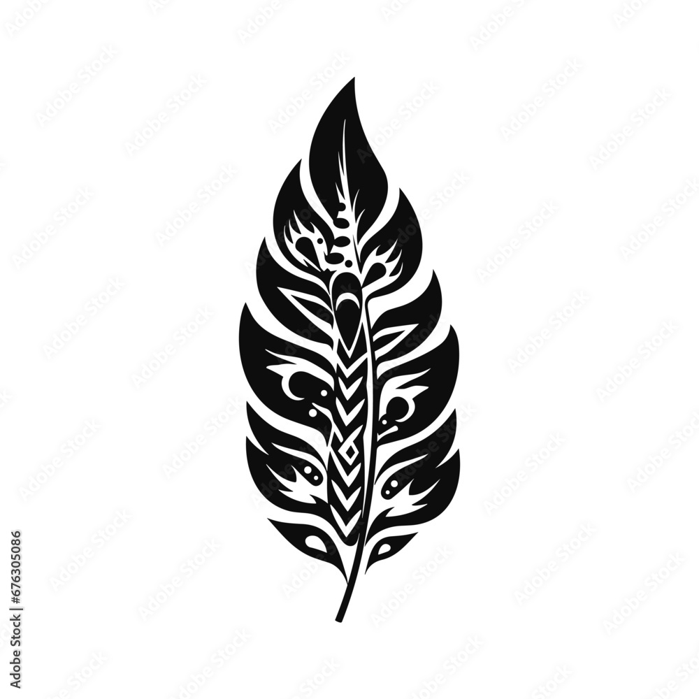 Minimalist abstract leaf with ornament. Minimalist abstract leaf with ornament.