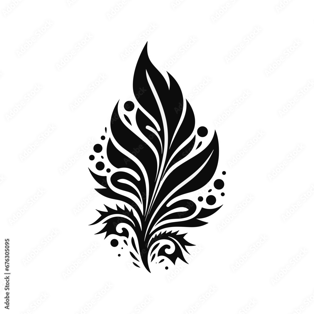 Minimalist abstract leaf with ornament. Minimalist abstract leaf with ornament.