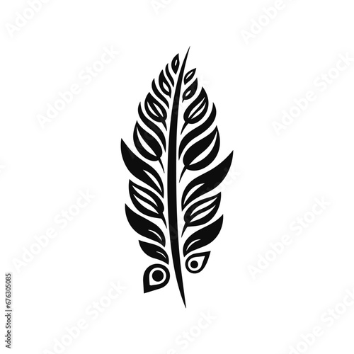 Minimalist abstract leaf with ornament.