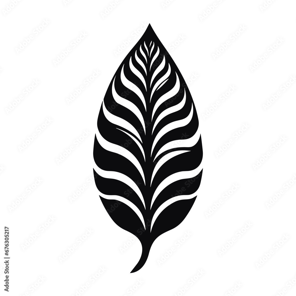 Minimalist abstract leaf with ornament. Minimalist abstract leaf with ornament.