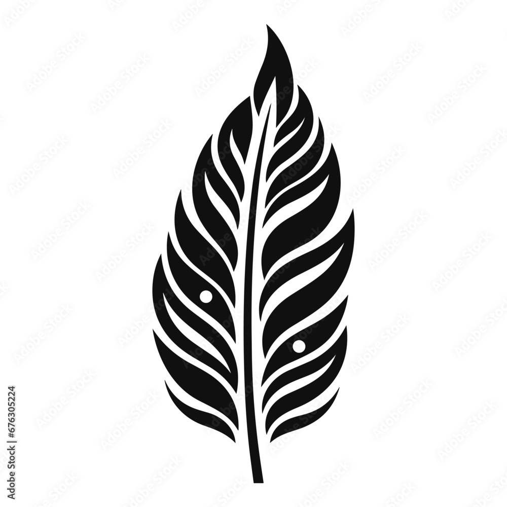 Minimalist abstract leaf with ornament.