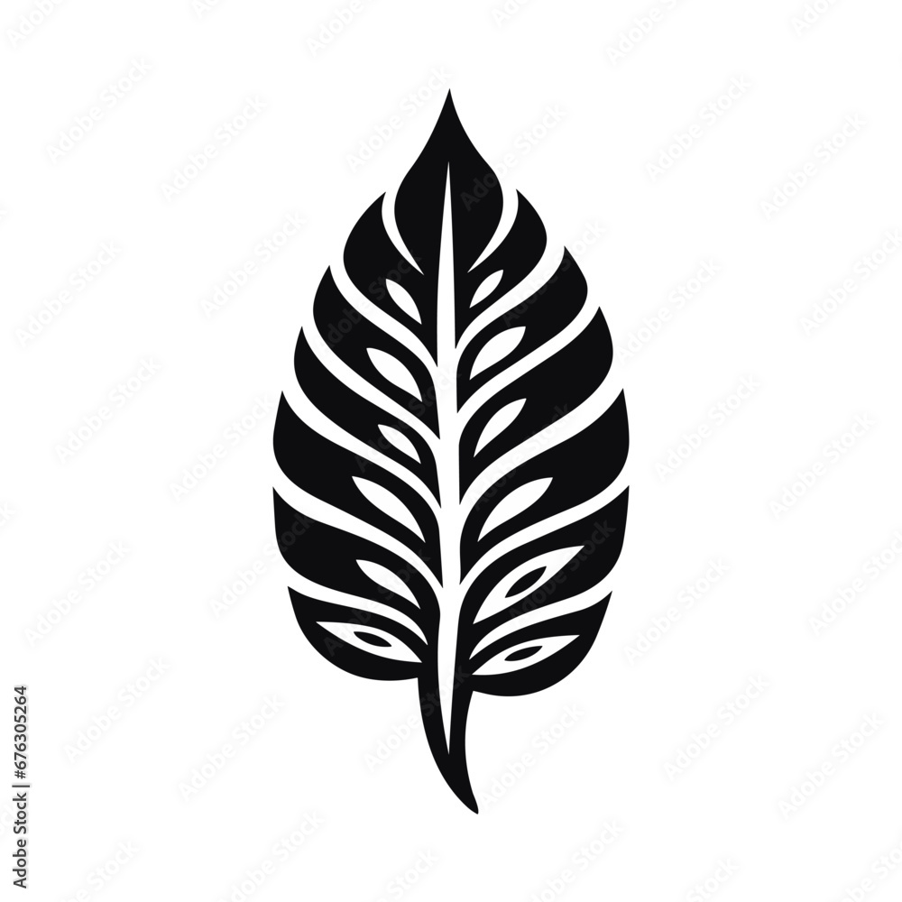 Minimalist abstract leaf with ornament.