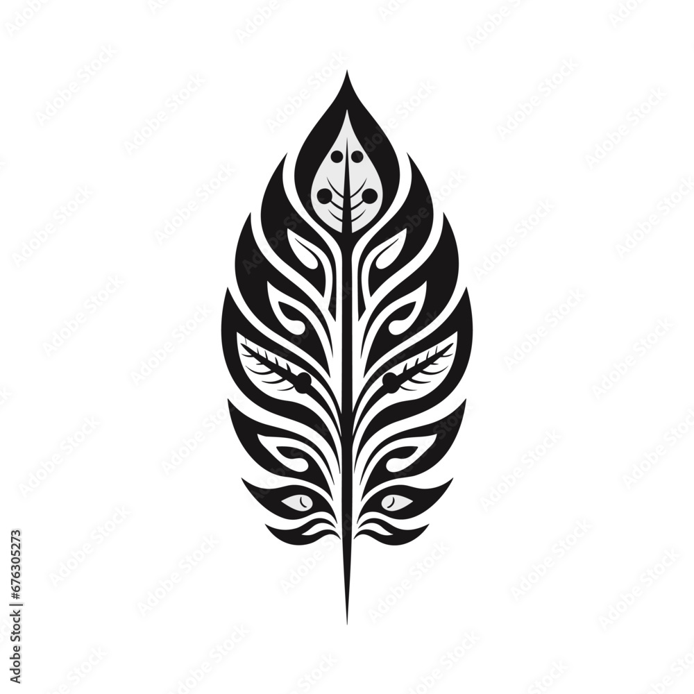 Minimalist abstract leaf with ornament. Minimalist abstract leaf with ornament.