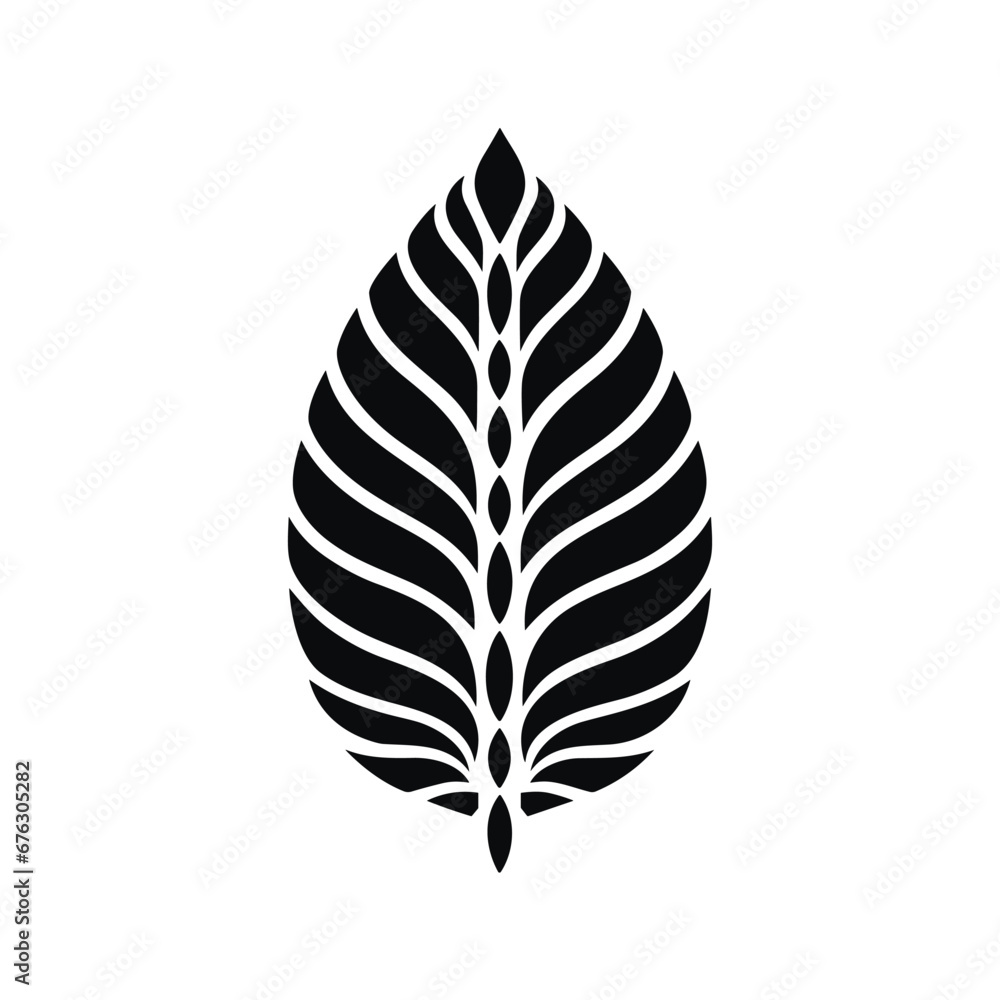 Minimalist abstract leaf with ornament.