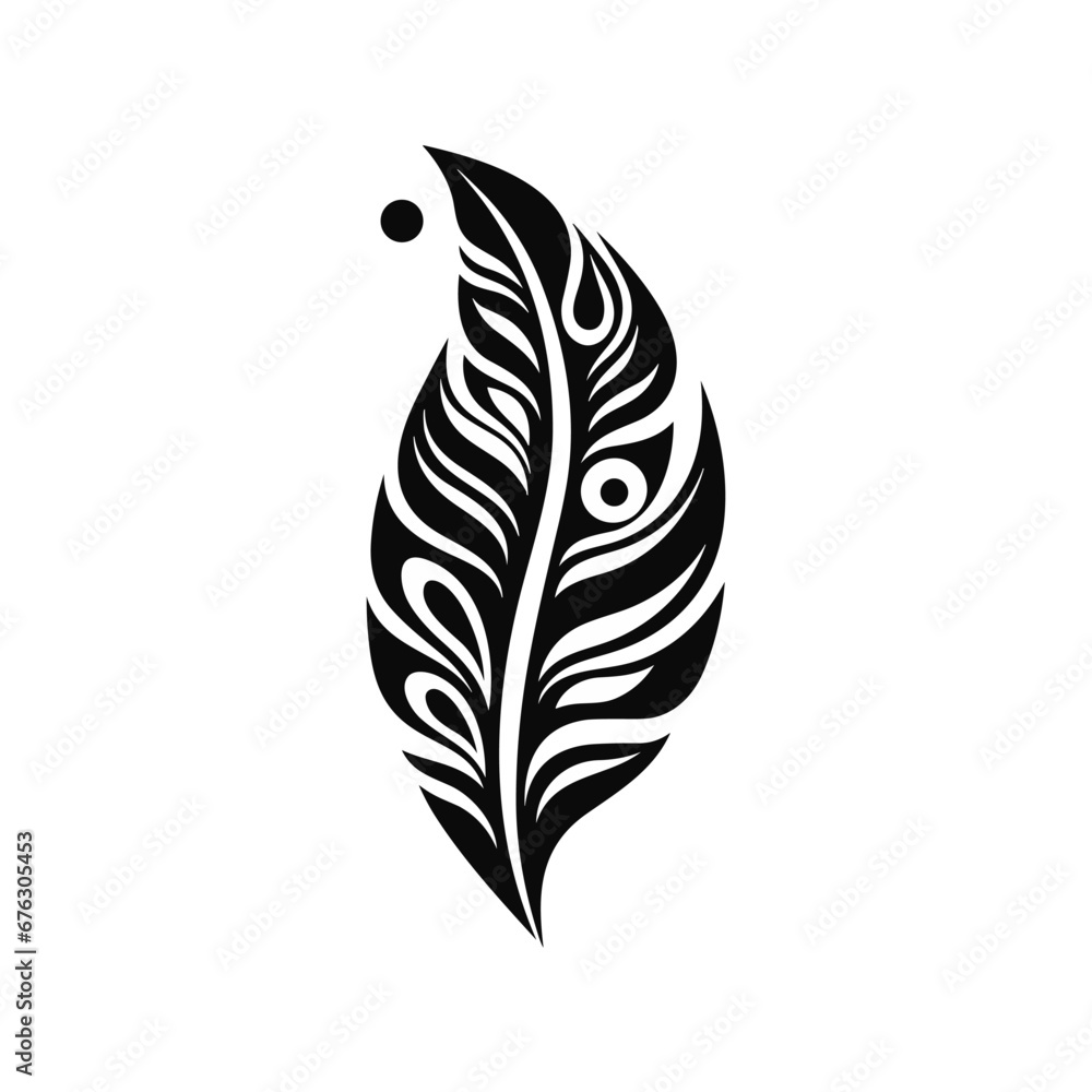 Obraz premium Minimalist abstract leaf with ornament.