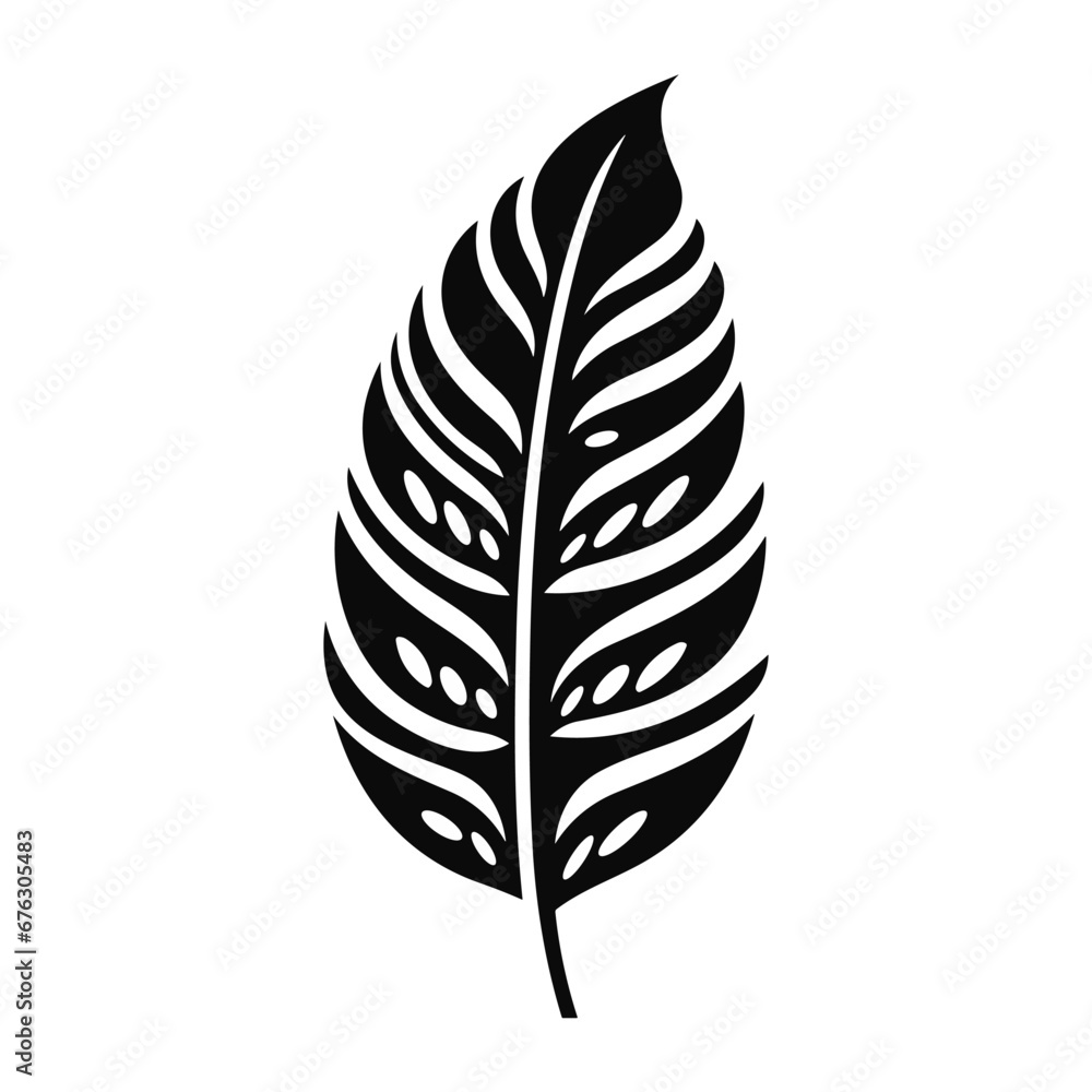 Minimalist abstract leaf with ornament.