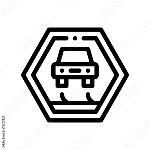 Slippery road line icon
