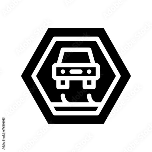 Slippery road glyph icon