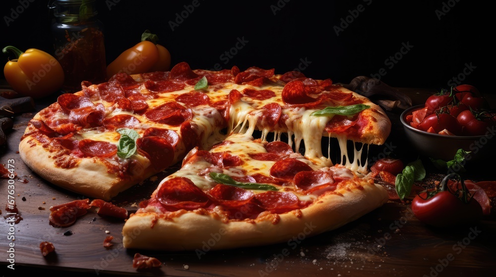 Delicious and crunchy pepperoni pizza