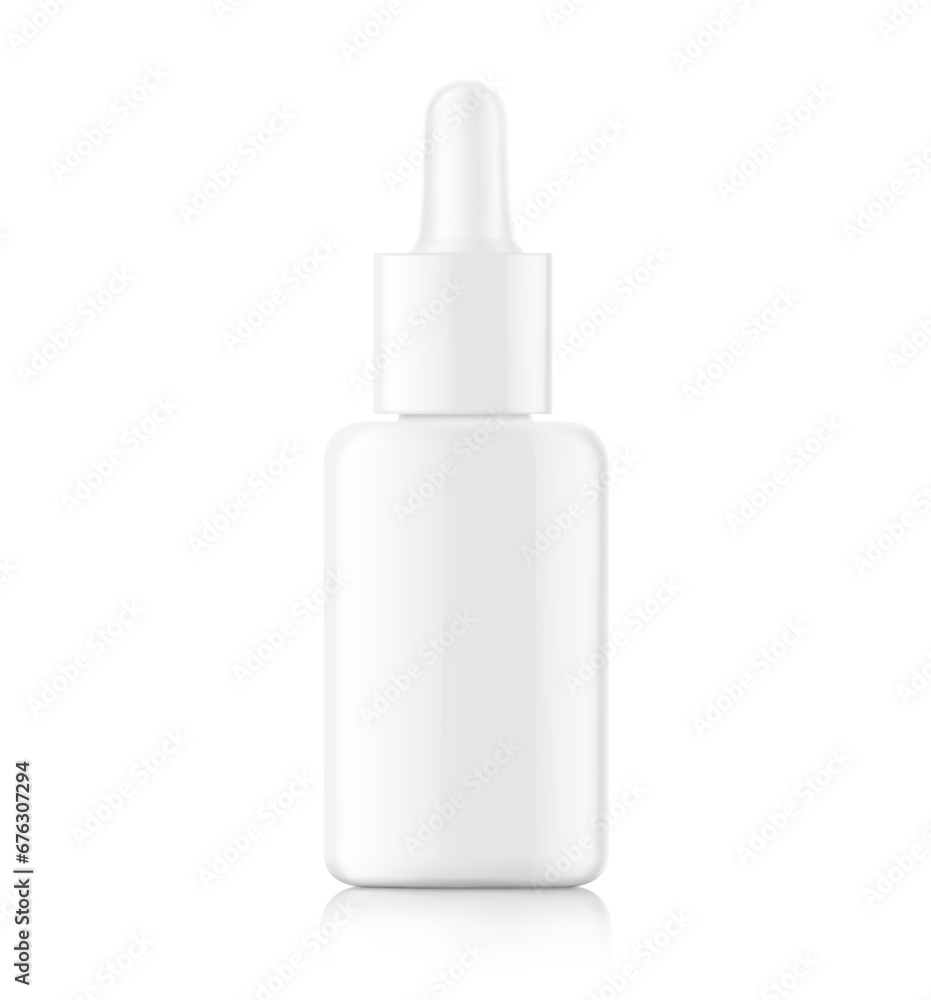 Dropper bottle mockup isolated on white background. Vector illustration. Front view. Сan be used for cosmetic, medical and other needs. EPS10. Dropper bottle mockup isolated on white background. Vector illustration. Front view. Сan be used for cosmetic, medical and other needs. EPS10.