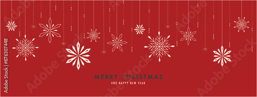 クリスマスバナー　フレーム　背景　雪の結晶　オーナメント　おしゃれ