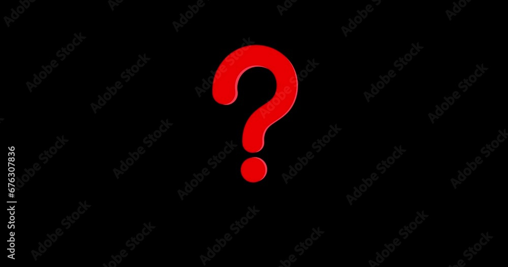4k 3d red rotating question mark animation on black background 4k 3d red rotating question mark animation on black background