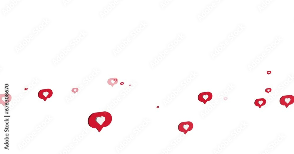4k 3d random bouncing social media like button on white background 4k 3d random bouncing social media like button on white background