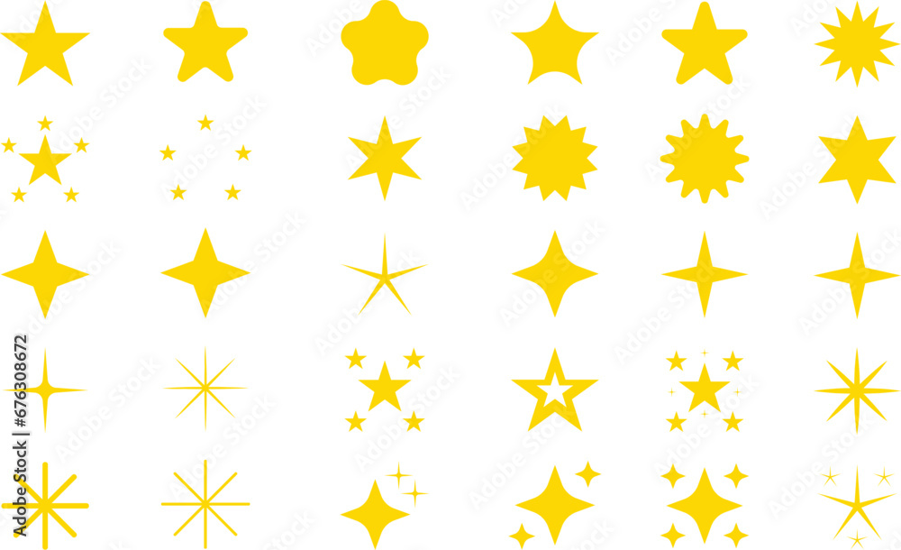 Set Of Sparkle Star Icon Vector Set Of Sparkle Star Icon Vector