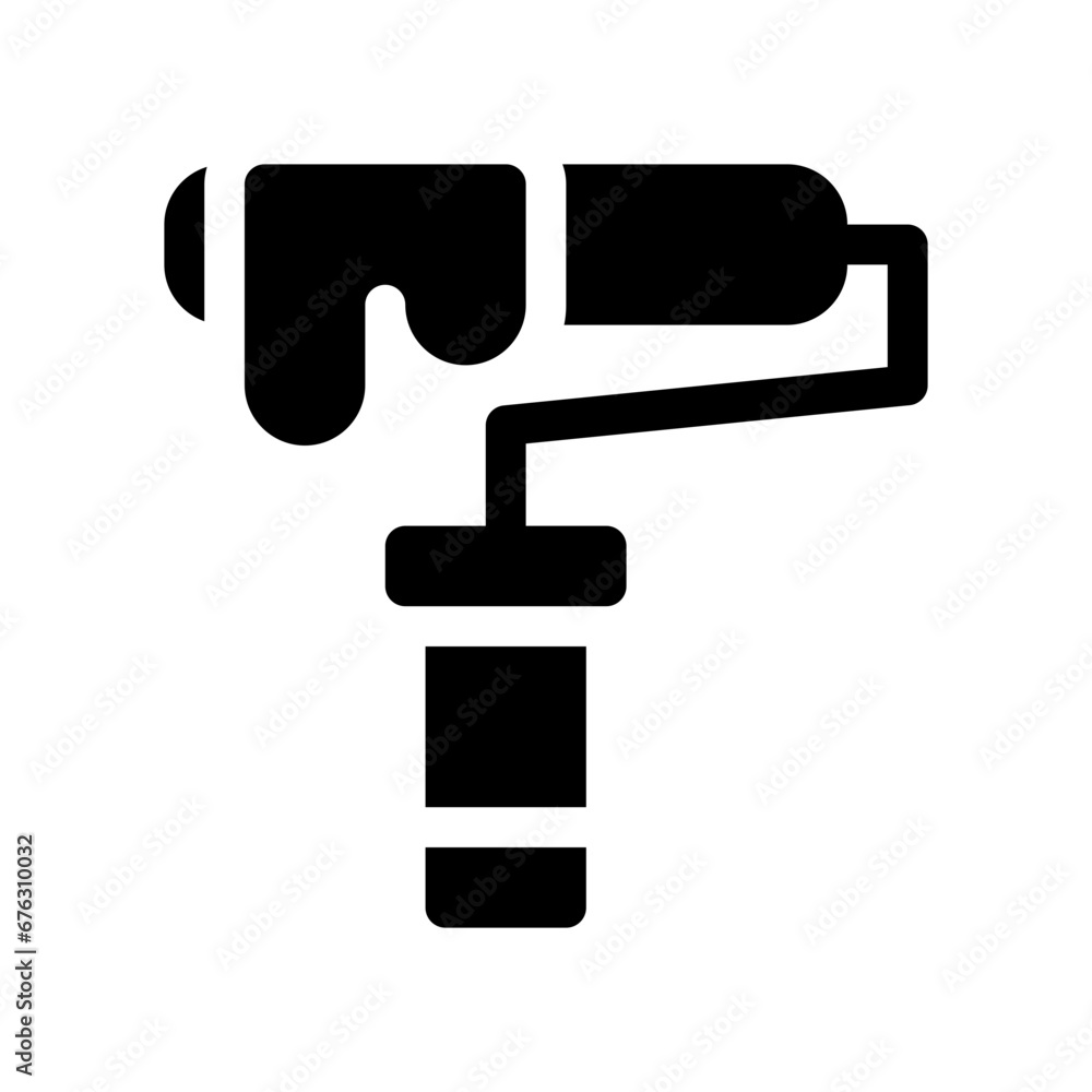 roll paint brush glyph icon roll paint brush glyph icon