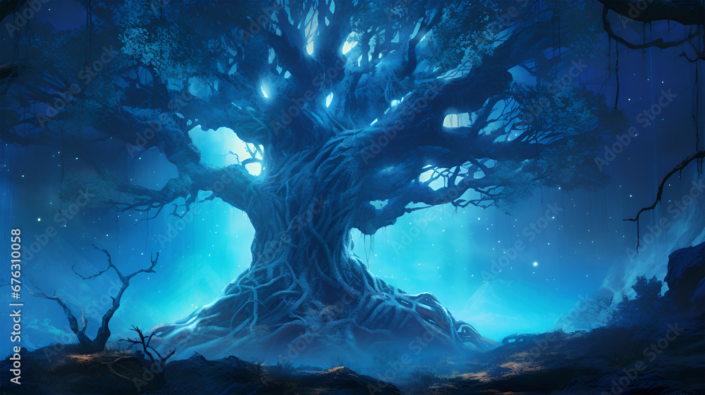 Fototapeta premium Majestic Oak in the Mythical Blue Forest