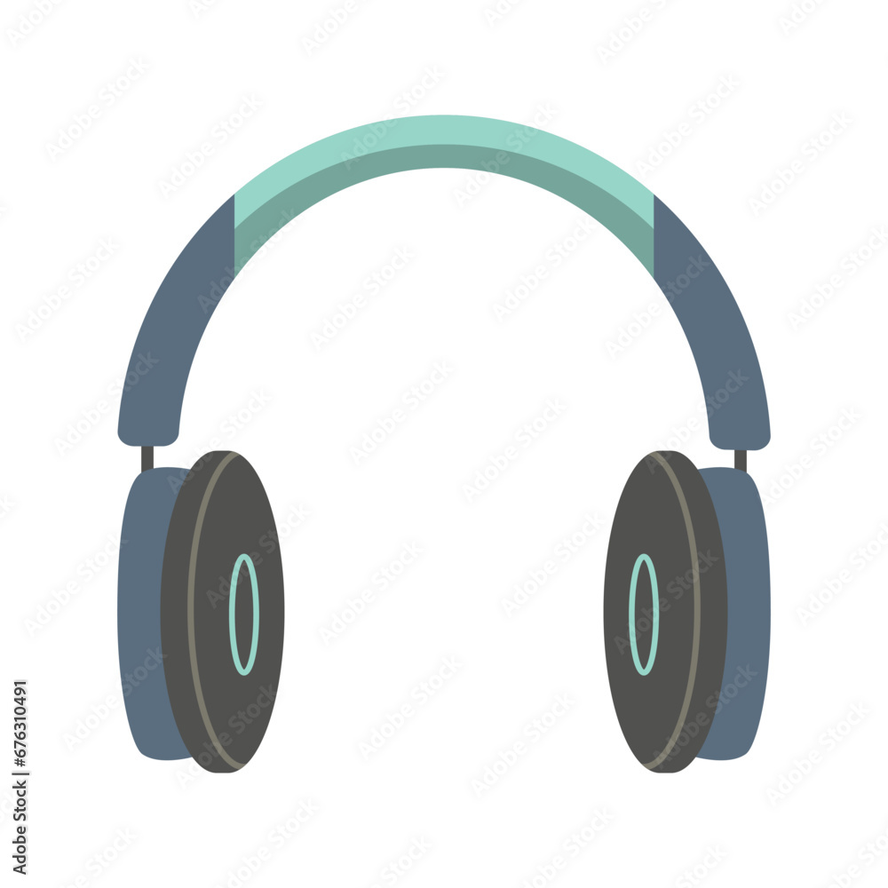 Flat Retro Headphone Isolated on White Background Flat Retro Headphone Isolated on White Background