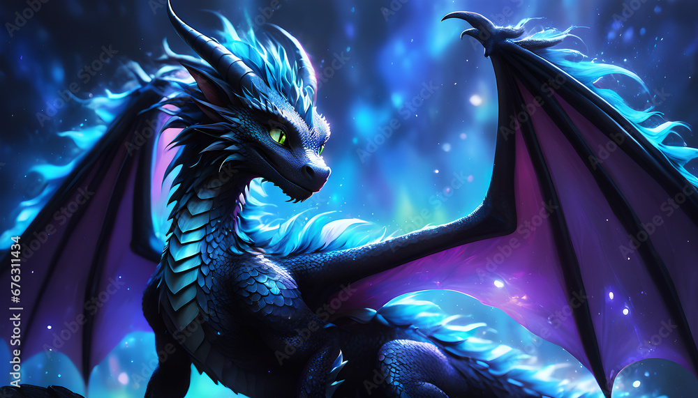 night fury mythical fantasy dragon  - obrazy, fototapety, plakaty 