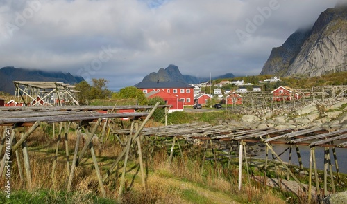 Picturesque landscape on a fishing village Reine in Lofoten Islands, North Norway
