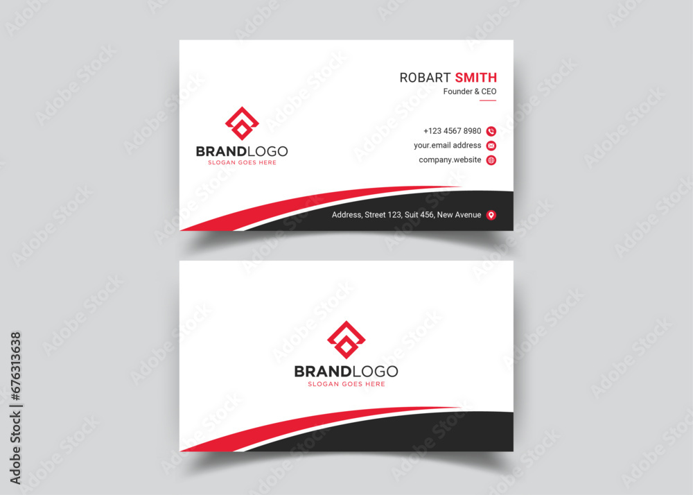 Modern Double-sided Business Card Template. Flat Design Vector Stationery Design Modern Double-sided Business Card Template. Flat Design Vector Stationery Design