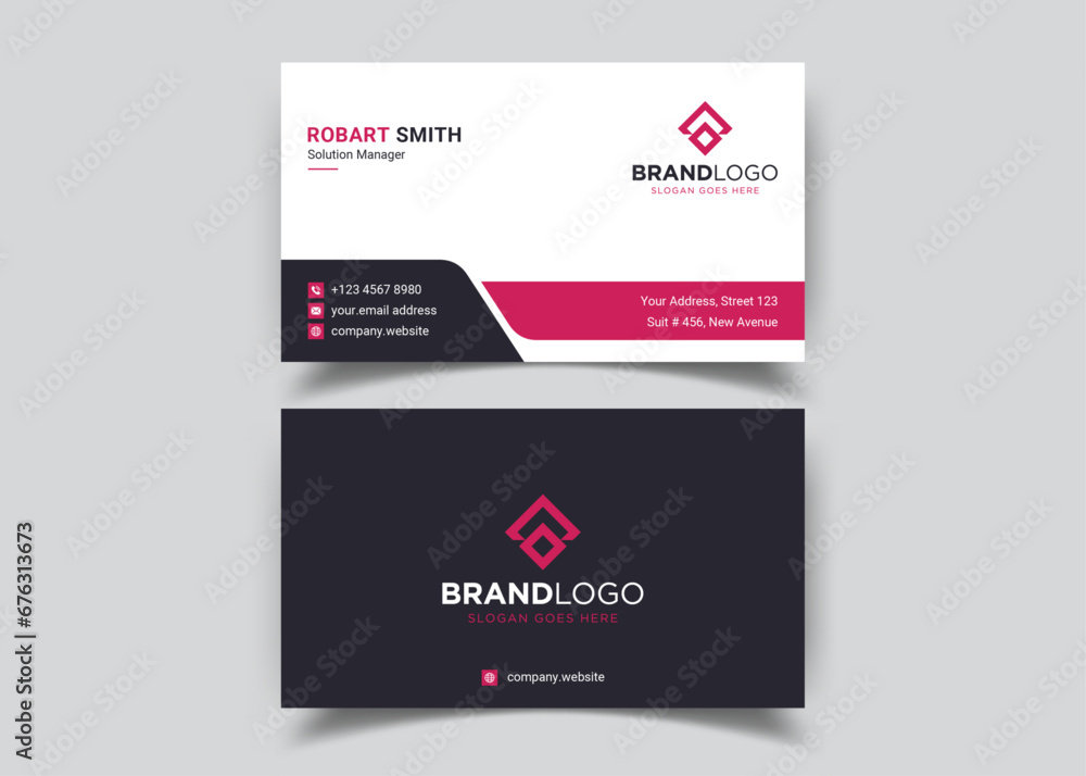 Modern Double-sided Business Card Template. Flat Design Vector Stationery Design