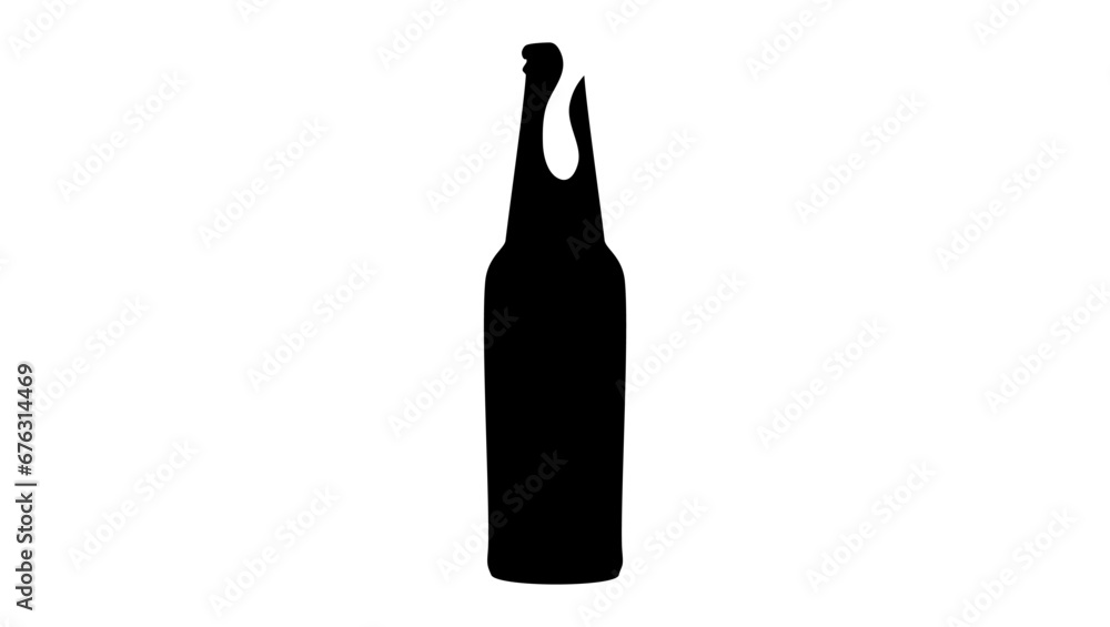 Beer Bottle Opened With Resultant Beer And Foam Beer Bottle Opened With Resultant Beer And Foam