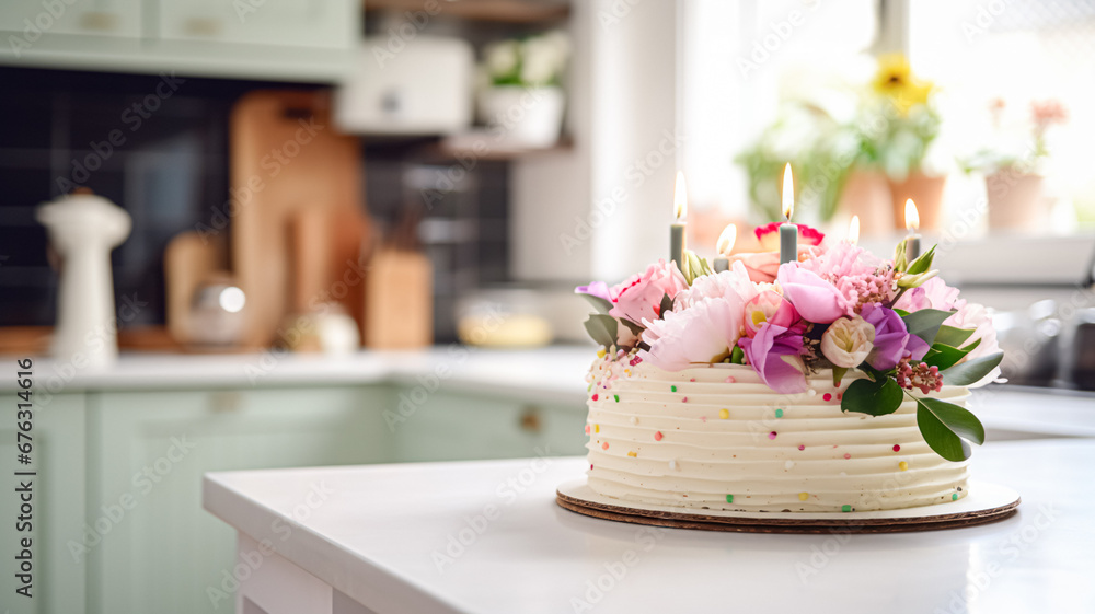 Homemade birthday cake in the English countryside house, cottage kitchen food and holiday baking recipe Homemade birthday cake in the English countryside house, cottage kitchen food and holiday baking recipe