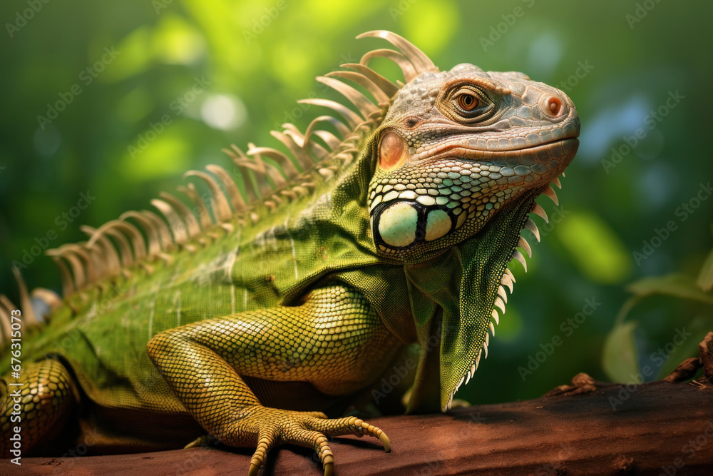 A big green iguana lizard in nature.