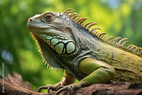 A big green iguana lizard in nature.