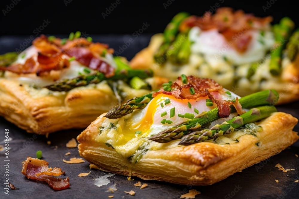Elevated Breakfast Delight: Puff Pastry Asparagus and Bacon Tarts, a Flaky and Flavorful Start to Your Morning
