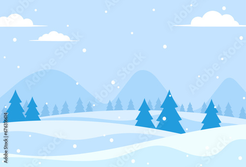 Natural winter landscape background illustration