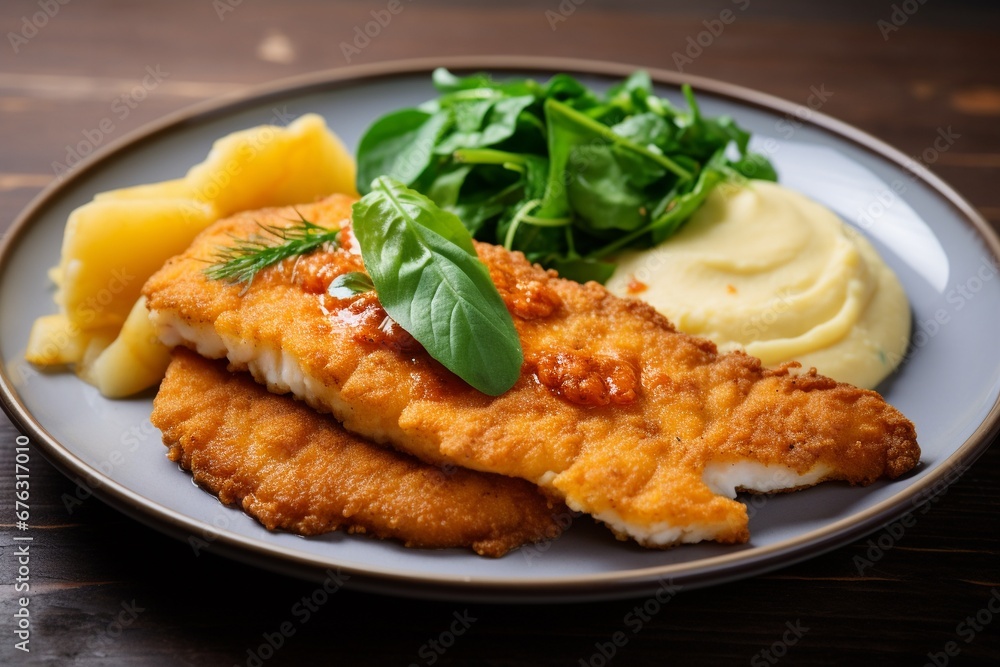 Southern Comfort on a Plate: Buttermilk Breaded Cod or Catfish, Golden Fried to Perfection, Accompanied by Toast for a Flavorful Delight Southern Comfort on a Plate: Buttermilk Breaded Cod or Catfish, Golden Fried to Perfection, Accompanied by Toast for a Flavorful Delight