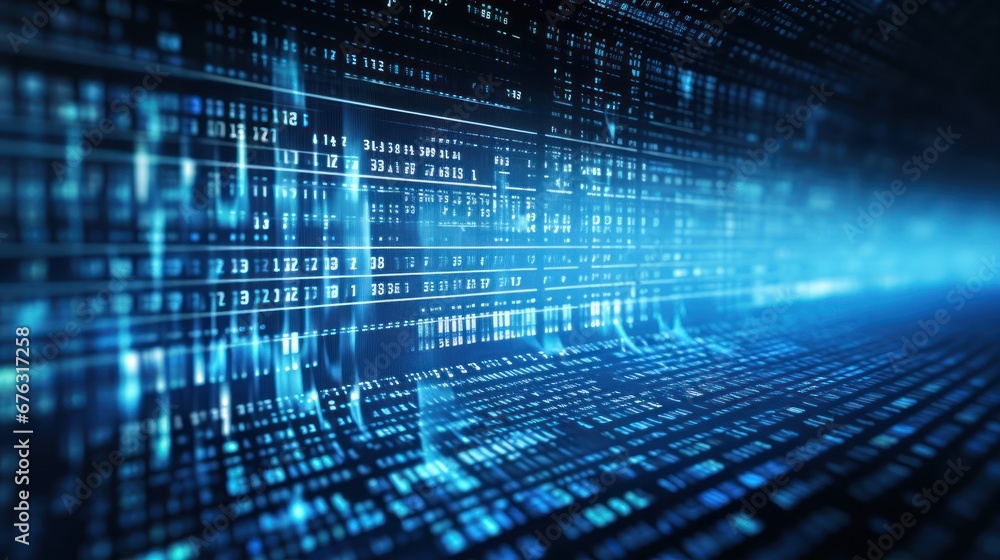 Fototapeta premium abstract Blue digital binary data on computer screen background