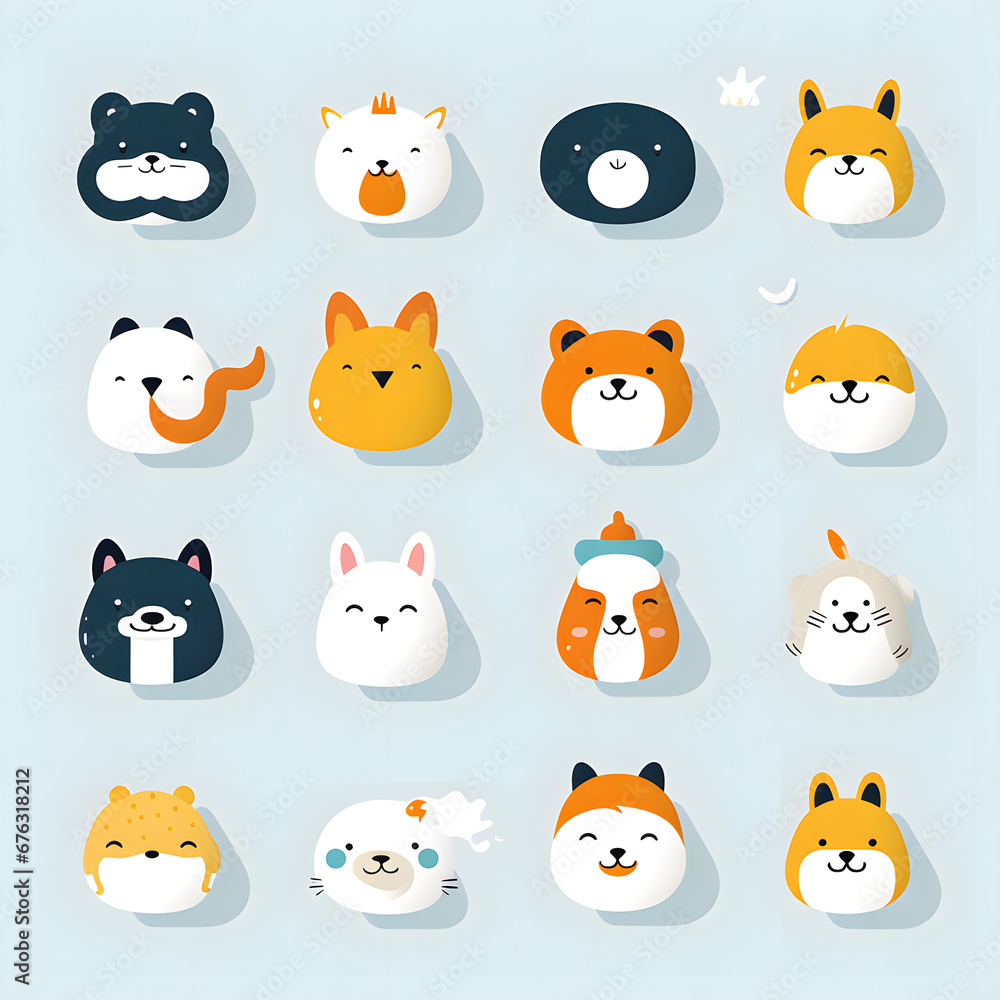 Animal Icons and Stickers Generated by AI
