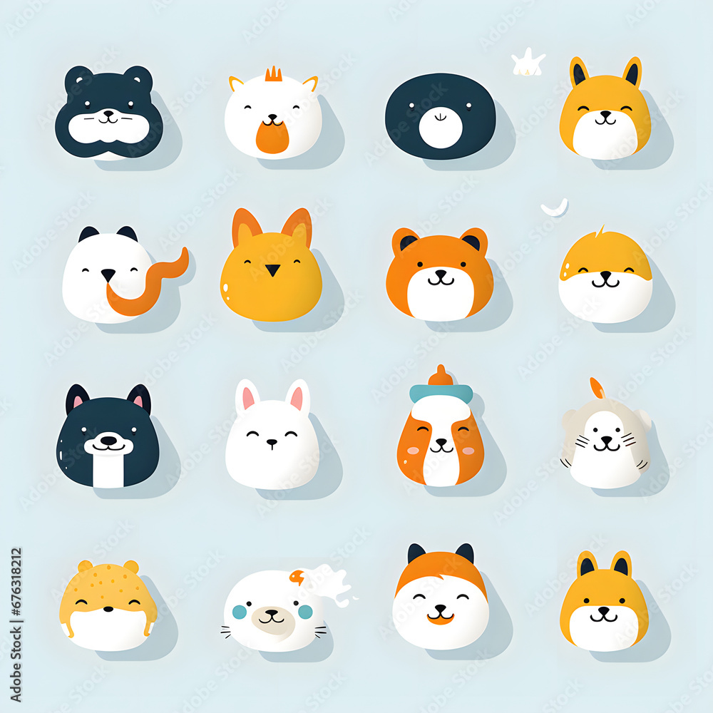 Animal Icons and Stickers Generated by AI Animal Icons and Stickers Generated by AI
