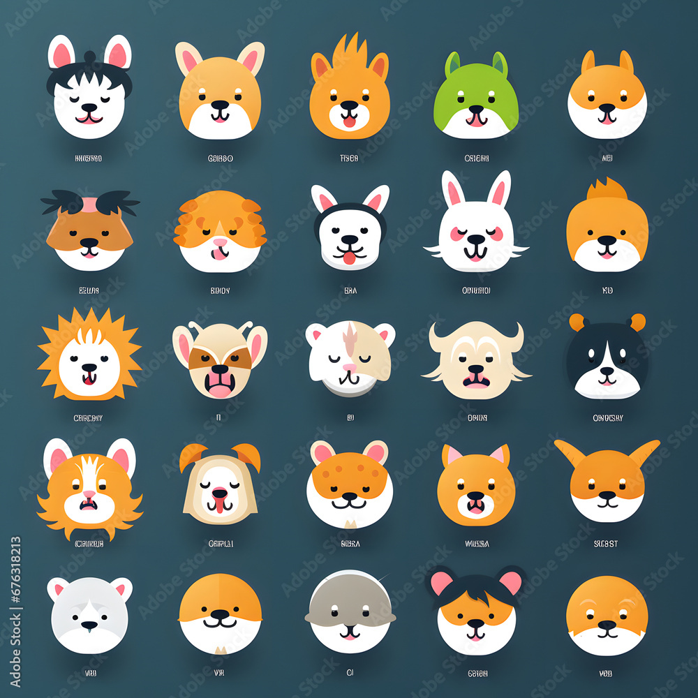 Animal Icons and Stickers Generated by AI Animal Icons and Stickers Generated by AI