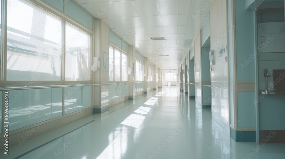 Blur the corridors or halls of buildings, blur the hospital corridors. Blur the corridors or halls of buildings, blur the hospital corridors.