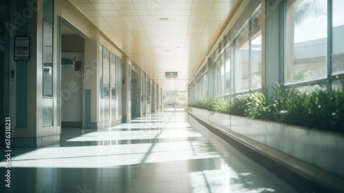 Blur the corridors or halls of buildings, blur the hospital corridors.